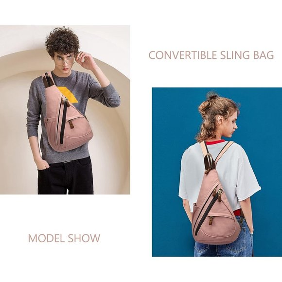 Women Small Casual Canvas Sling Crossbody Shoulder Backpack